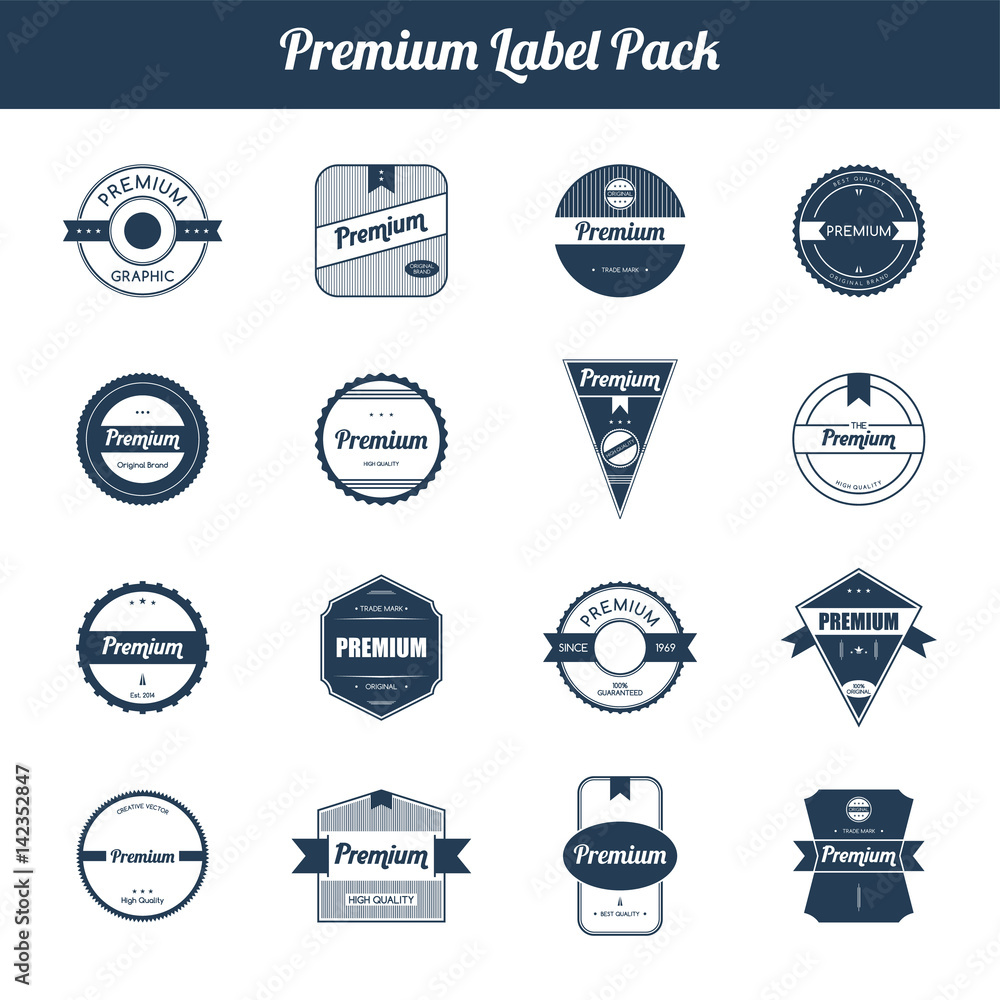 Premium Quality and Guarantee Product Label and Badge Emblem Sticker Stamp Set Collection