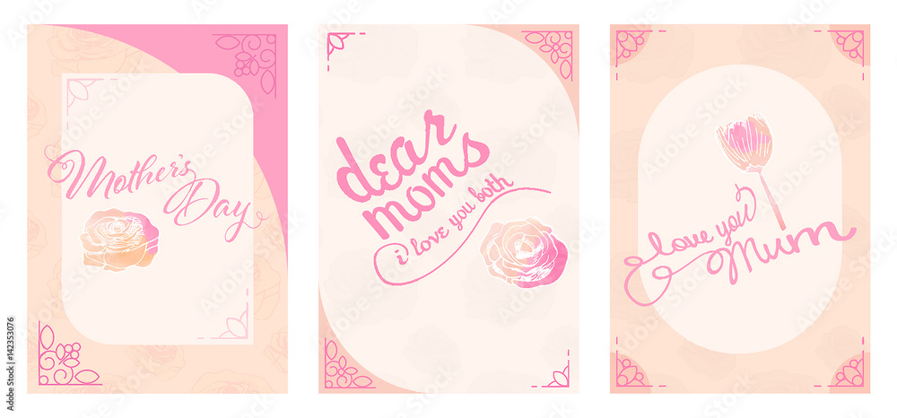Vector set of greeting cards with mothers day message Vector set of greeting cards with mothers day message