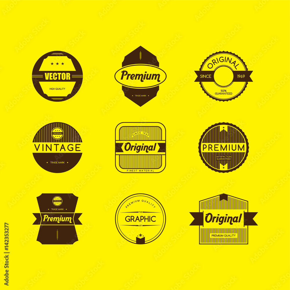 Premium Quality and Guarantee Product Label and Badge Emblem Sticker Stamp Set Collection