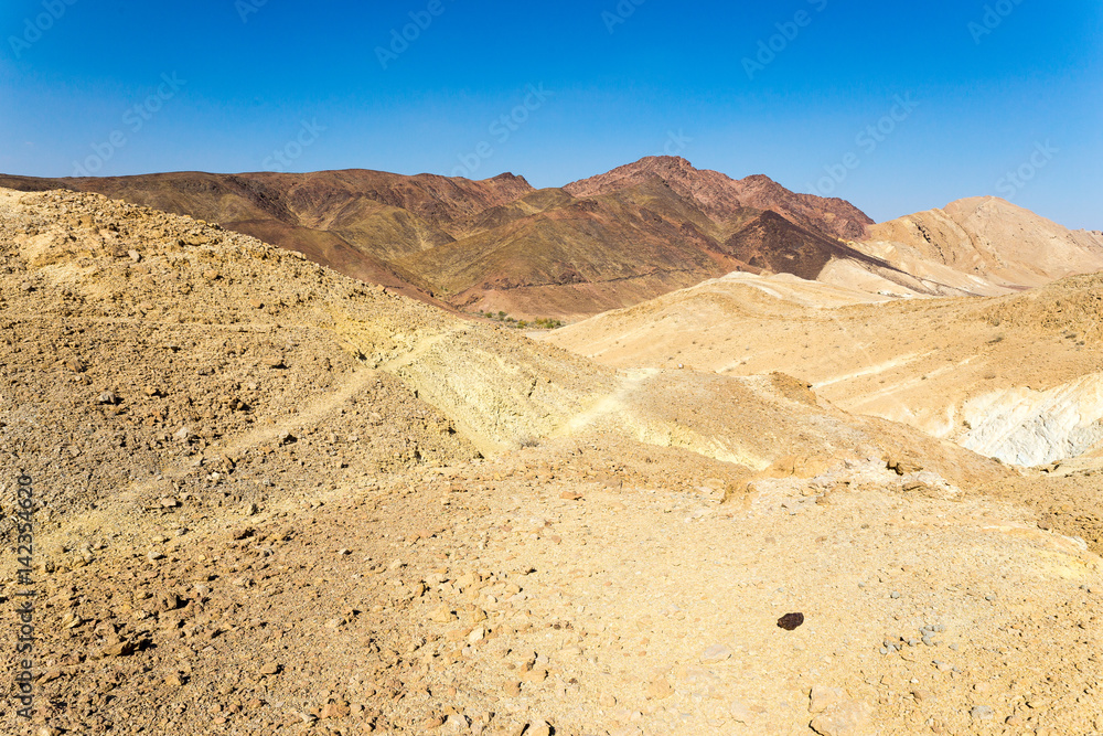 Colorful desert mountains hills landscape beautiful view.