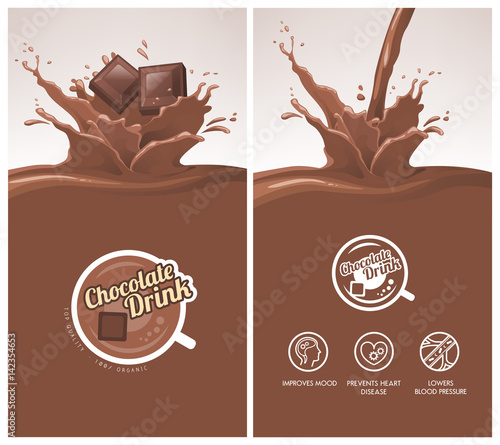 Hot chocolate drink with splash menu