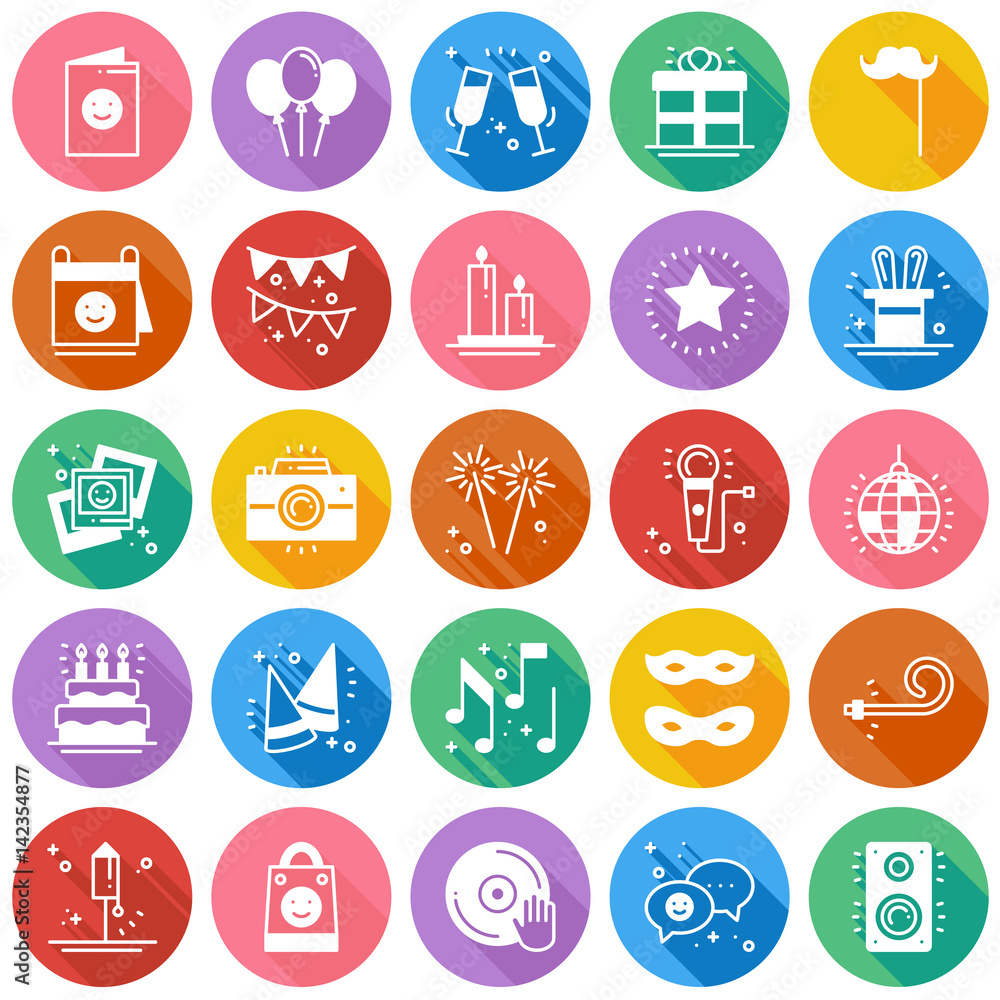 Party celebration thin line icons set. Birthday, holidays, event, carnival festive. Party elements icons collection. Vector silhouette linear design. Illustration. Symbols. Mask gifts cake firework Party celebration thin line icons set. Birthday, holidays, event, carnival festive. Party elements icons collection. Vector silhouette linear design. Illustration. Symbols. Mask gifts cake firework