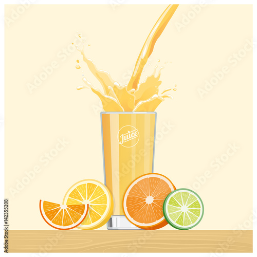 Orange juice pouring into a glass