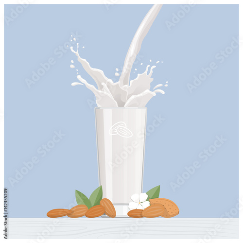 Sweet almond milk pouring into a glass