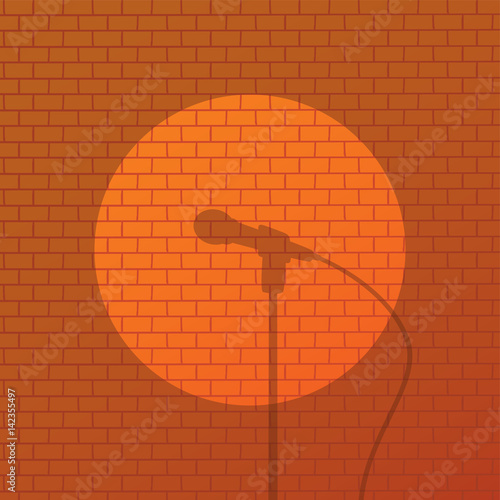 red brick stand up comedy cartoon theme vector illustration