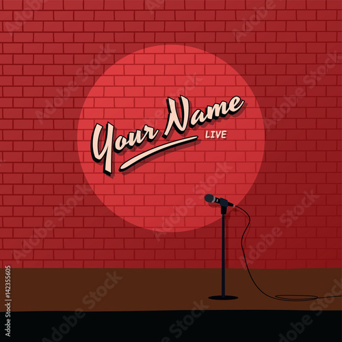 red brick stand up comedy cartoon theme vector illustration