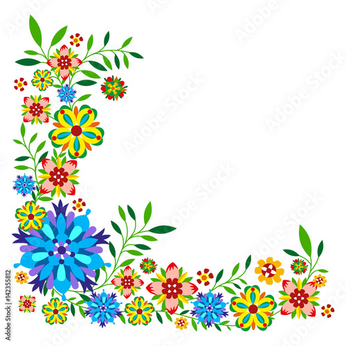 Plant pattern with flowers and leaves. Vector illustration