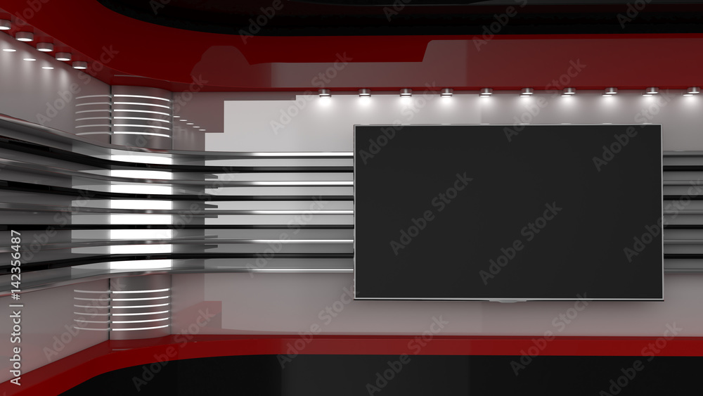 Tv Studio. Backdrop for TV shows .TV on wall. News studio. The perfect backdrop for any green screen or chroma key video or photo production. 3D rendering. Tv Studio. Backdrop for TV shows .TV on wall. News studio. The perfect backdrop for any green screen or chroma key video or photo production. 3D rendering.