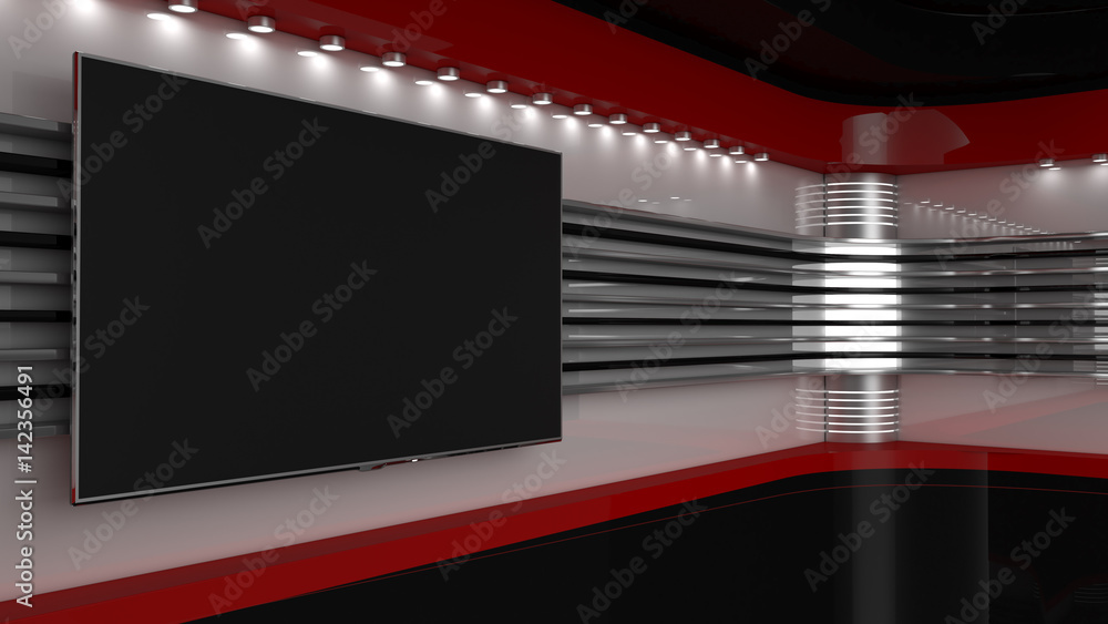 Televison Program Background Tv Studio. Backdrop for TV shows .TV on wall. News studio. The perfect ...