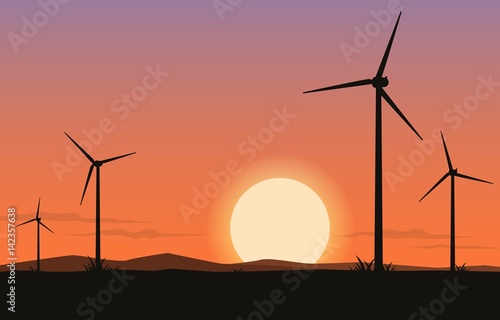 Beautiful windmill at sunset wallpaper