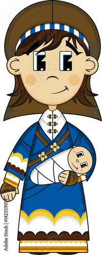 Cartoon Virgin Mary and Baby Jesus