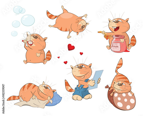 Set of Cartoon Illustration. A Cute Cats for you Design