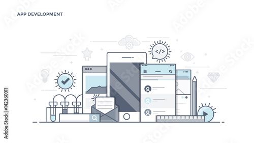 Flat Line Desin Header - App Development