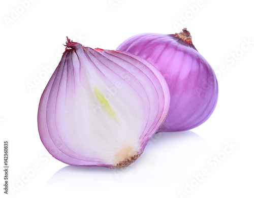 Red onion slice isolated on white background