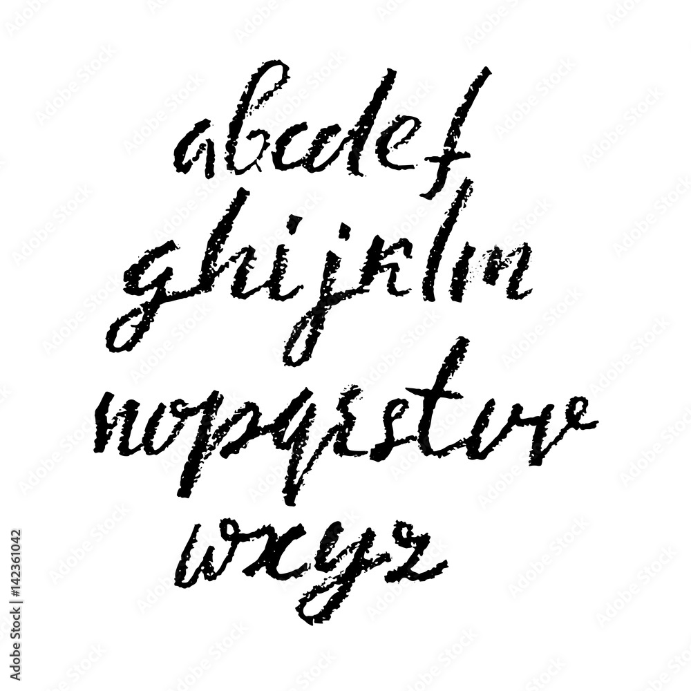Handwritten vector chalked alphabet. Imitation texture of chalk. Modern hand drawn alphabet. Isolated letters. Vector illustration Handwritten vector chalked alphabet. Imitation texture of chalk. Modern hand drawn alphabet. Isolated letters. Vector illustration