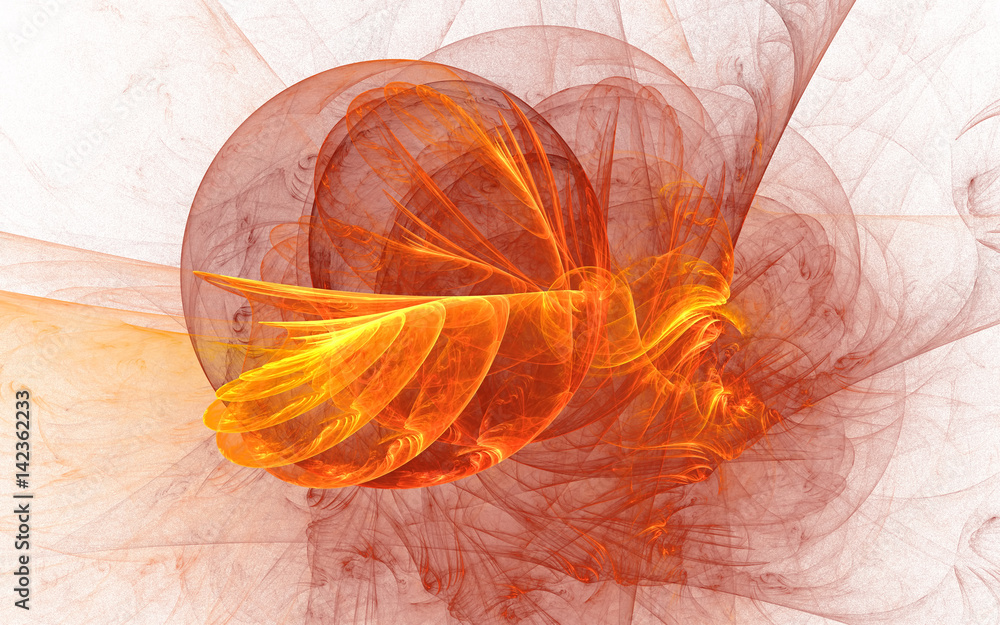 Fototapeta premium 3D rendering and isolated abstract fire flame fractal on white background