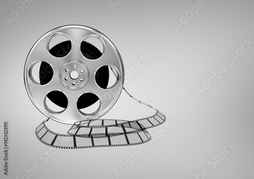 3D Film Reel against grey background