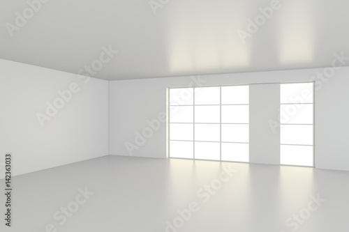 Empty white room interior office. 3d rendering.