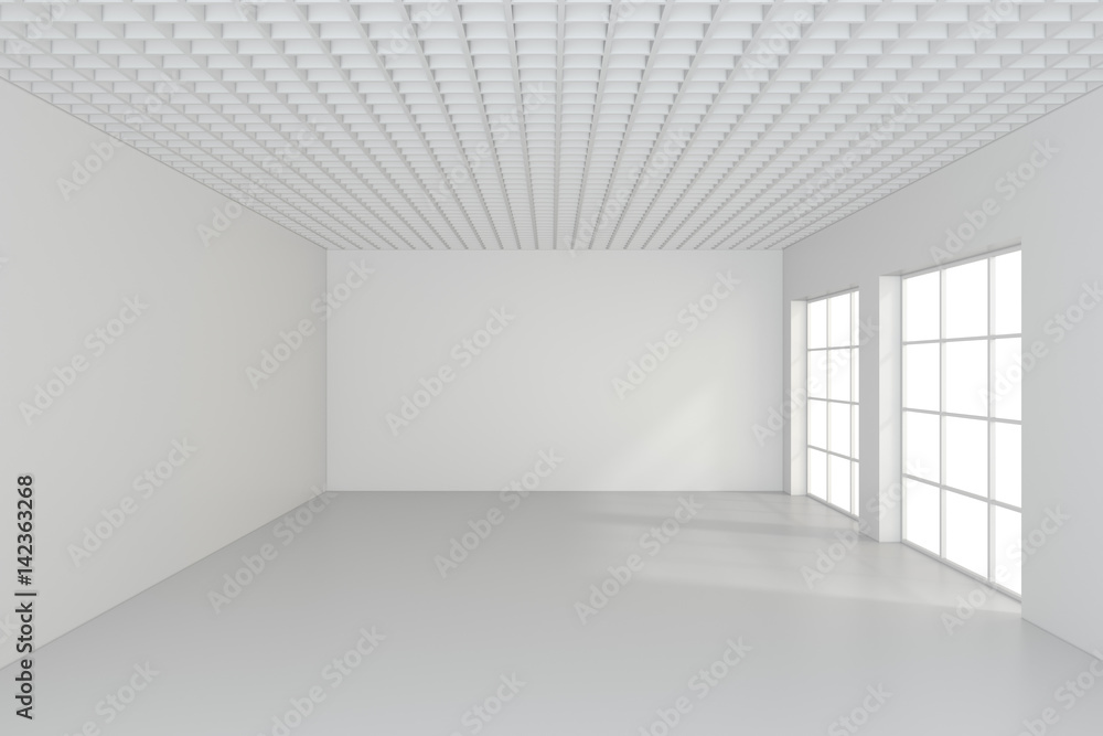 Bright white room with windows. 3d rendering Bright white room with windows. 3d rendering