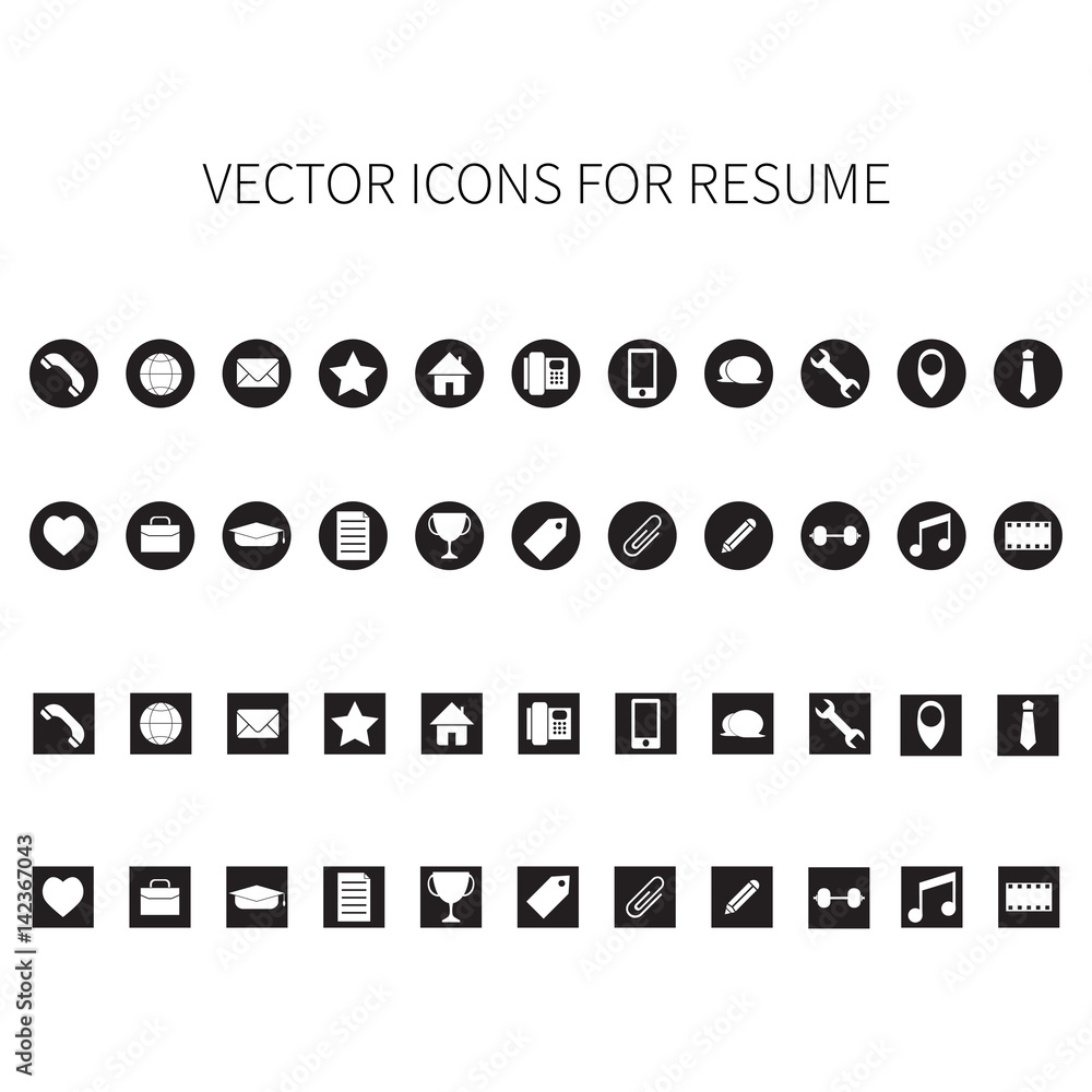 Vector Icons For Resume Stock Vector Adobe Stock Vector Icons For Resume Stock Vector Adobe Stock