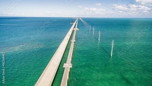 Beautiful aerial view of Overseas Highway Bridge, Florida photo