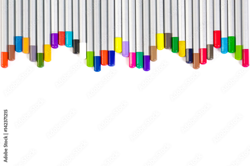 set of different colored pencils on white background set of different colored pencils on white background