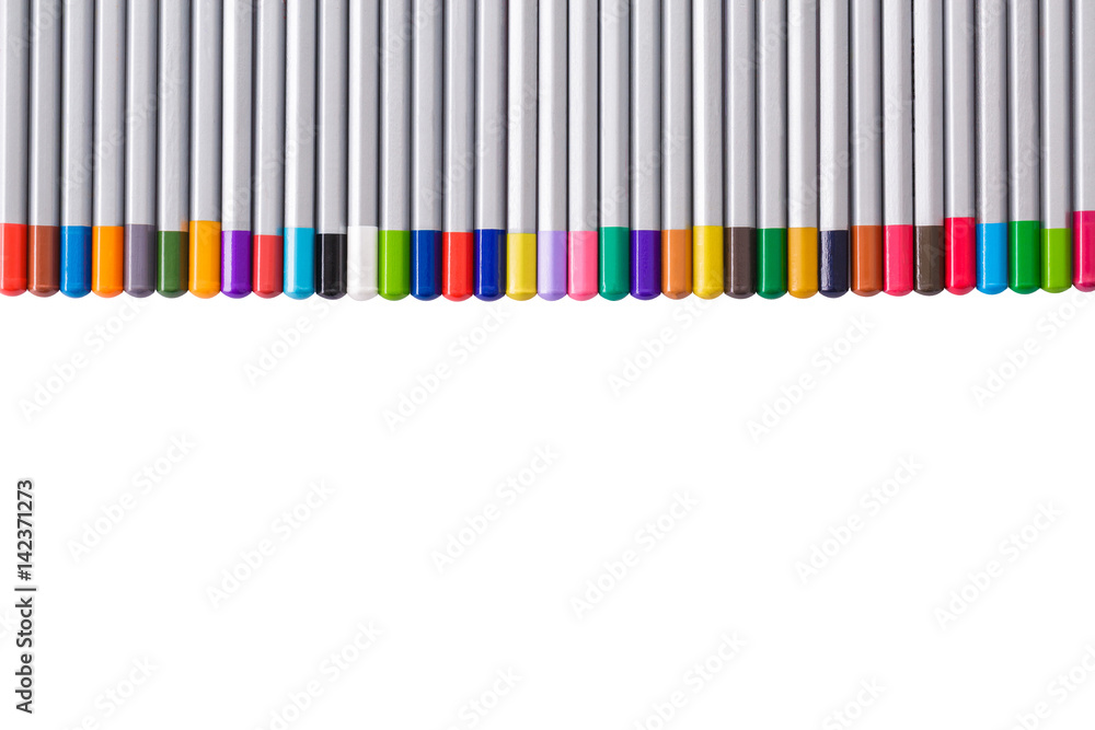 Obraz premium set of different colored pencils on white background