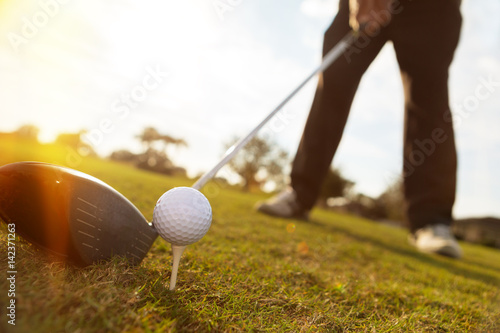 Golf close up teeing off photo