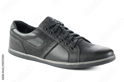 Sport mens shoes made of leather isolated on a white background.