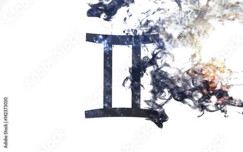 Zodiac sign - Gemini. Dust of the universe, minimalistic art. Elements of this image furnished by NASA photo