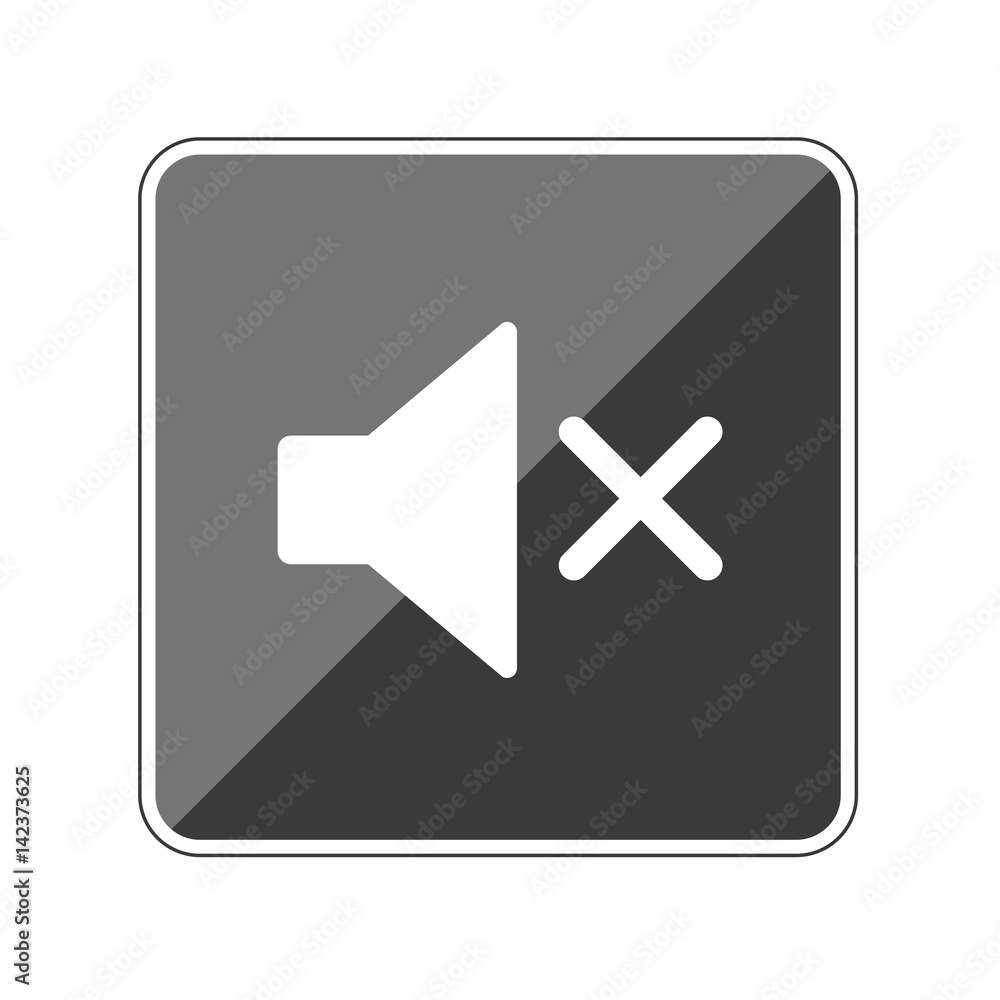 Obraz premium App Button schwarz reflektierend audio aus