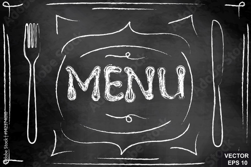 Menu. The inscription on a chalkboard. Dinner. For your design