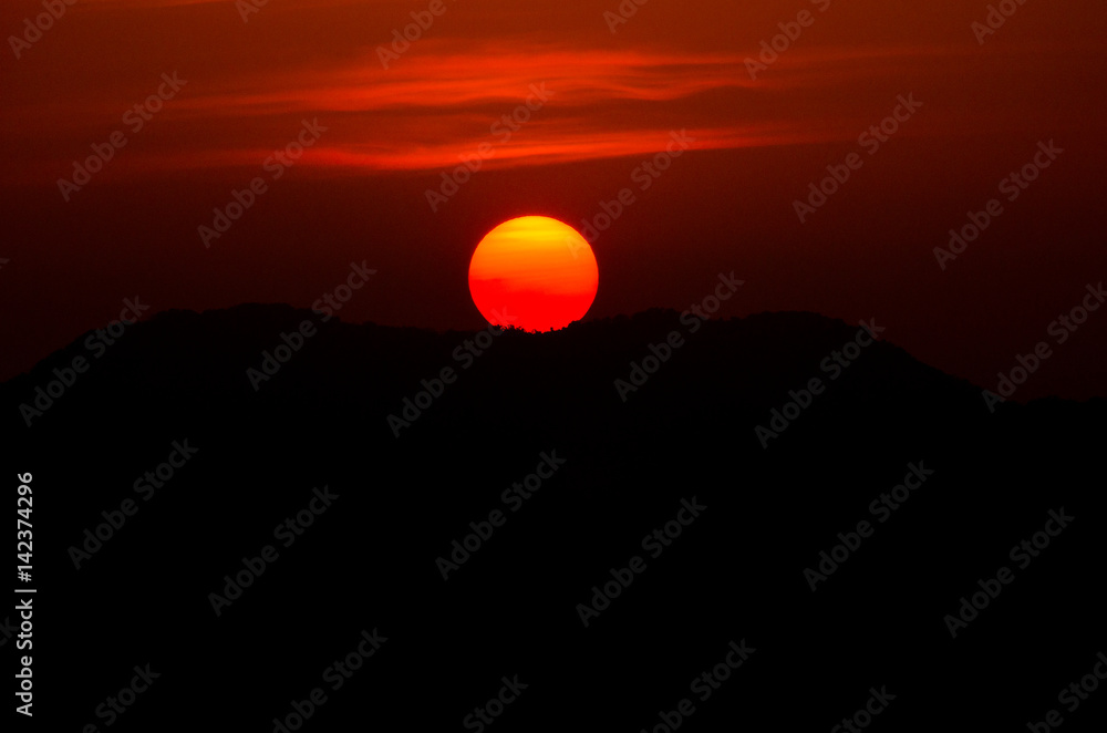 Sunset on mountain background