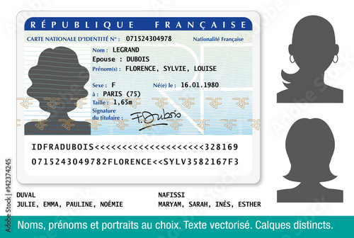 Carte Nationale d'Identité Française-Femme-1 photo
