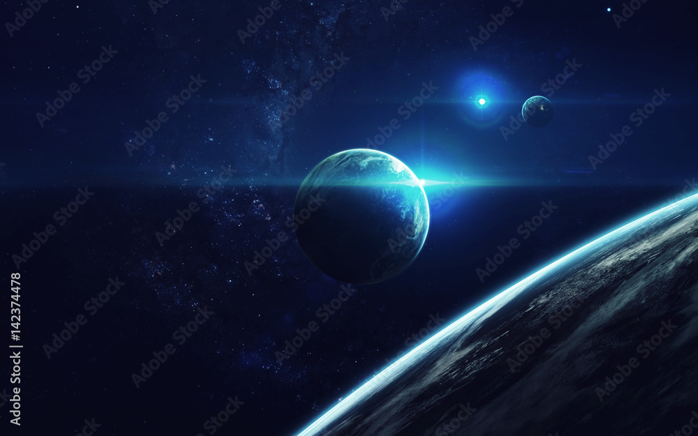 Fototapeta premium Sztuka kosmiczna, tapeta science fiction. Piękno przestrzeni kosmicznej. Miliardy galaktyk we wszechświecie. Elementy tego zdjęcia dostarczone przez NASA