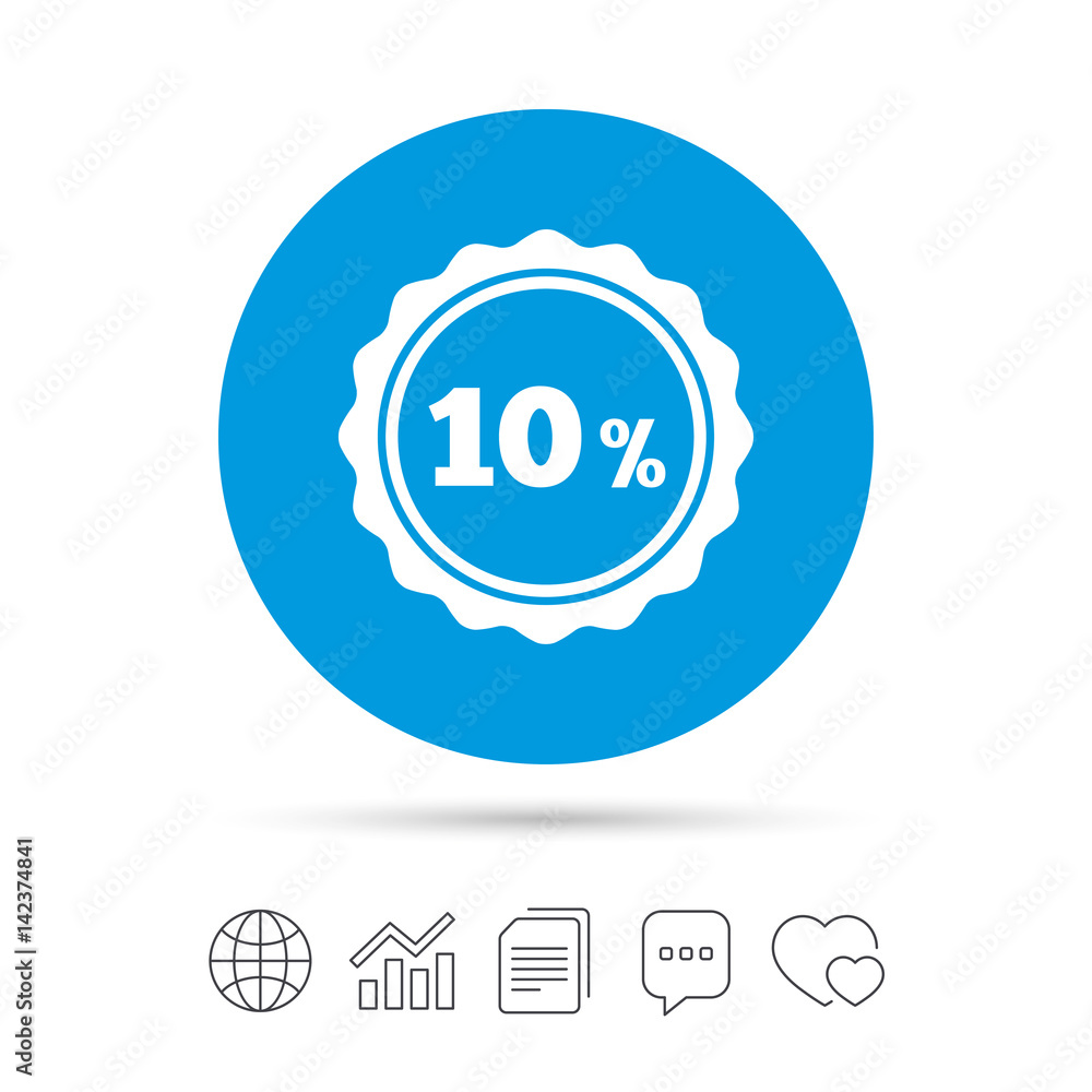10 percent discount sign icon. Sale symbol. 10 percent discount sign icon. Sale symbol.