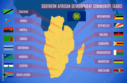 Vector  map of the Southern African Development Community.