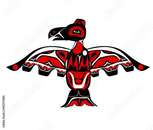totem bird indigenous art stylization