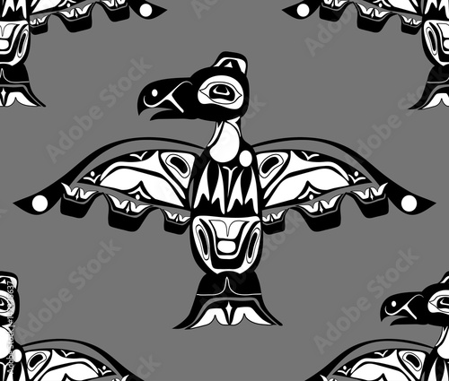 totem bird indigenous art stylization