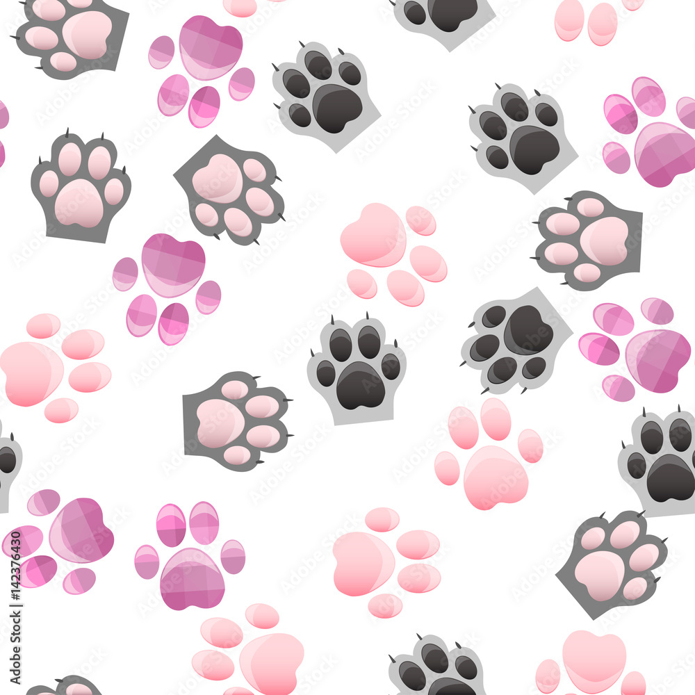Fototapeta premium cat and dog paw print with claws