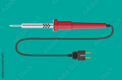 Soldering iron tool with plastic handle and plug