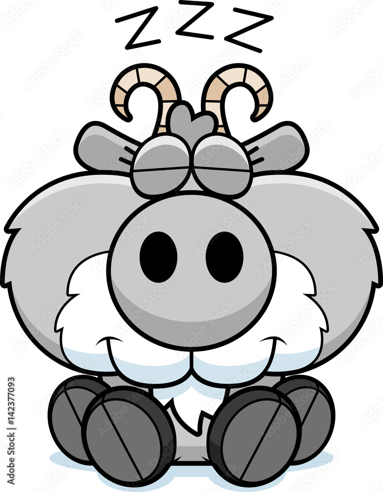 Obraz premium Cartoon Goat Napping