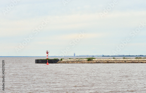 View of the pier and the Gulf of Finland in Strelna. photo