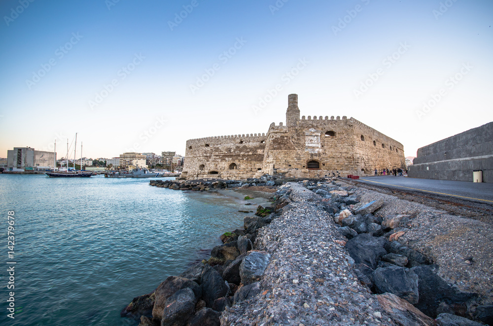 Heraklion harbour with old venetian fort Koule, Crete, Greece