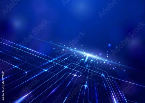 Abstract Lines Circuit Lights technology digital hi tech concept background