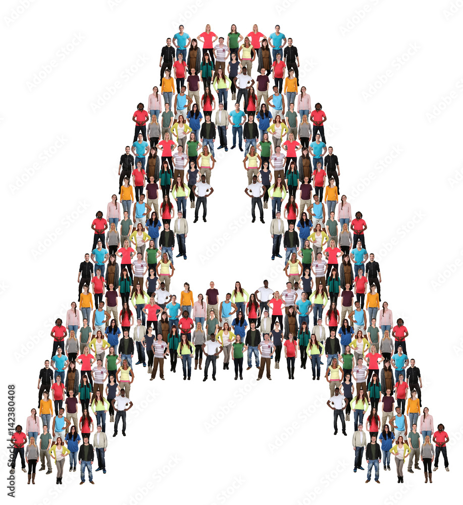 Schwachsinniger Mensch Mit 6 Buchstaben Buchstabe A Alphabet Leute Menschen People Gruppe Menschengruppe Stock