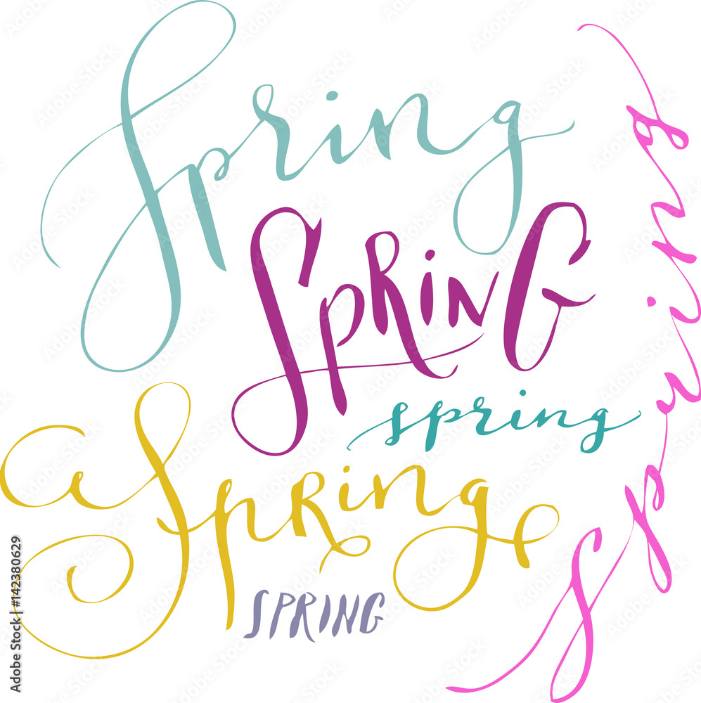 Spring hand written word Spring hand written word