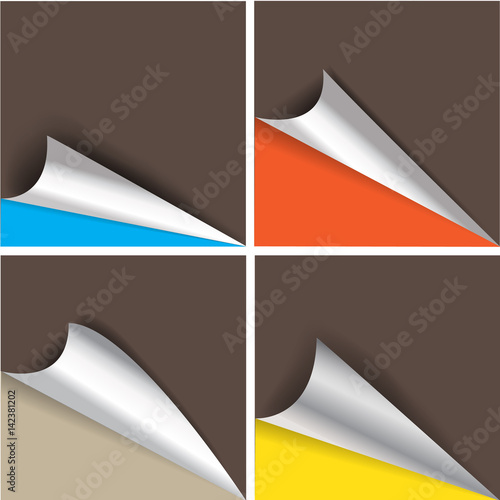 Collection of pages curl corner vector