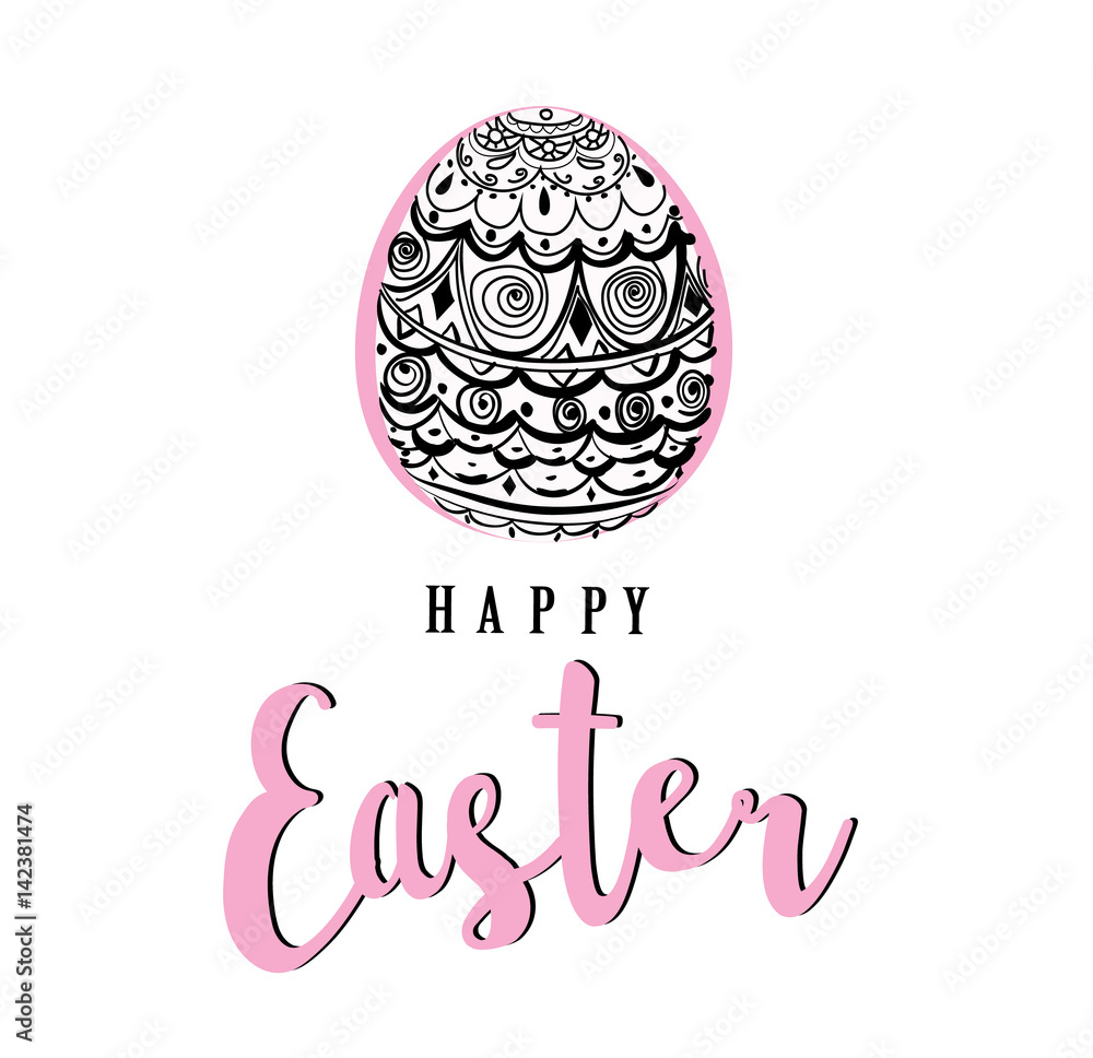 Easter egg. Ornamentade decoration is pink. Happy Easter holiday Easter egg. Ornamentade decoration is pink. Happy Easter holiday