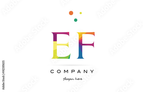 ef e f creative rainbow colors alphabet letter logo icon